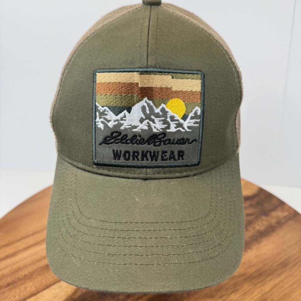 Eddie Bauer Hat WorkWear Mountain Embroidered Mesh Back Adjustable Trucker Hat
